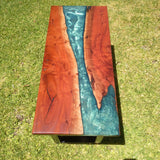 x Sold - Red Gum and resin coffee table - ref 390