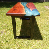 x Sold - Red Gum and resin coffee table - ref 390