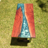 x Sold - Red Gum and resin coffee table - ref 390